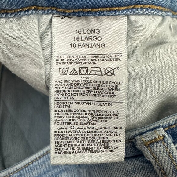 Old Navy High Rise OG Straight Raw Hem Button Fly Women's size 16 Long Blue Jean - Picture 4 of 5